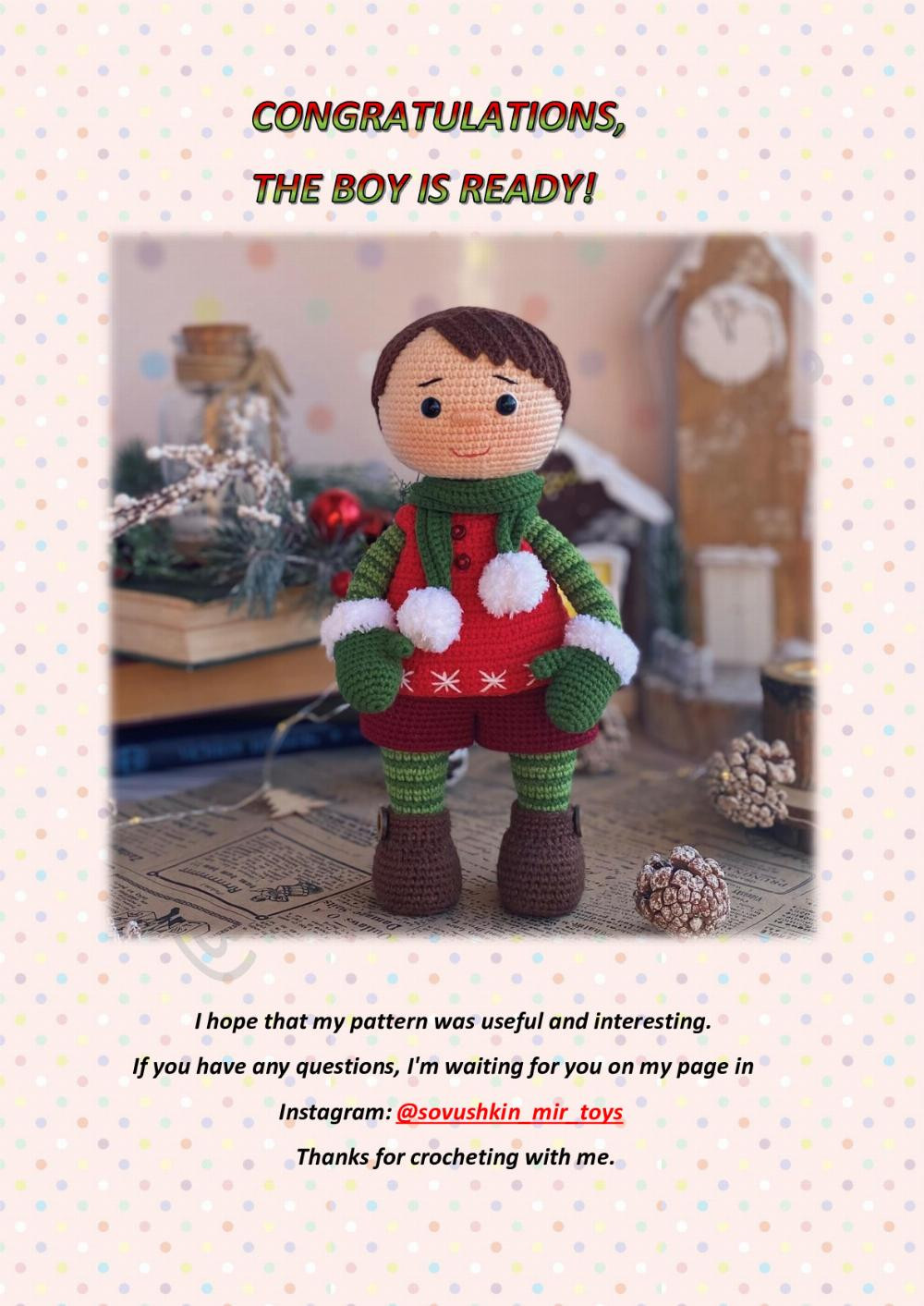 crochet pattern christmas boy doll