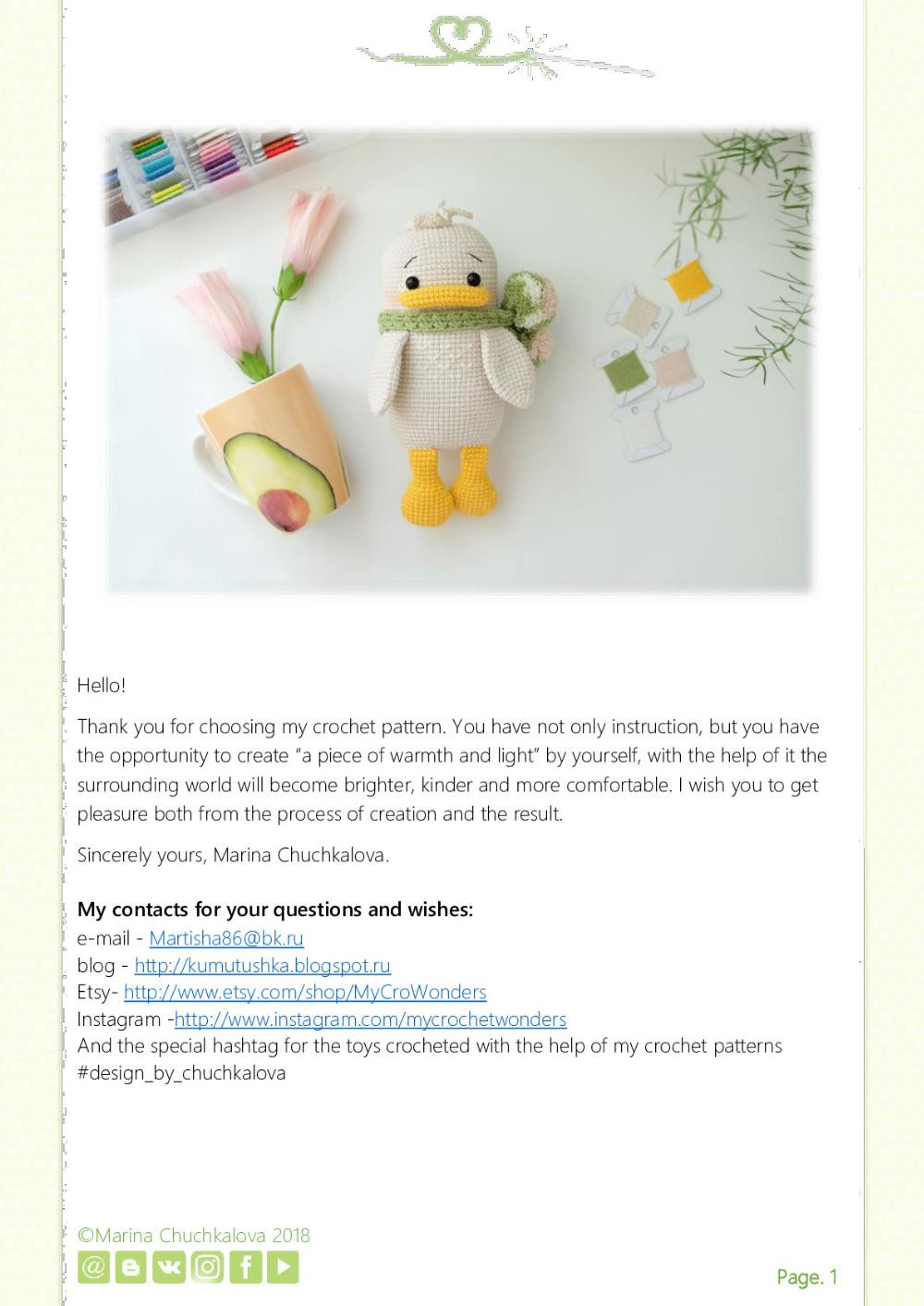 crochet pattern cuty duck