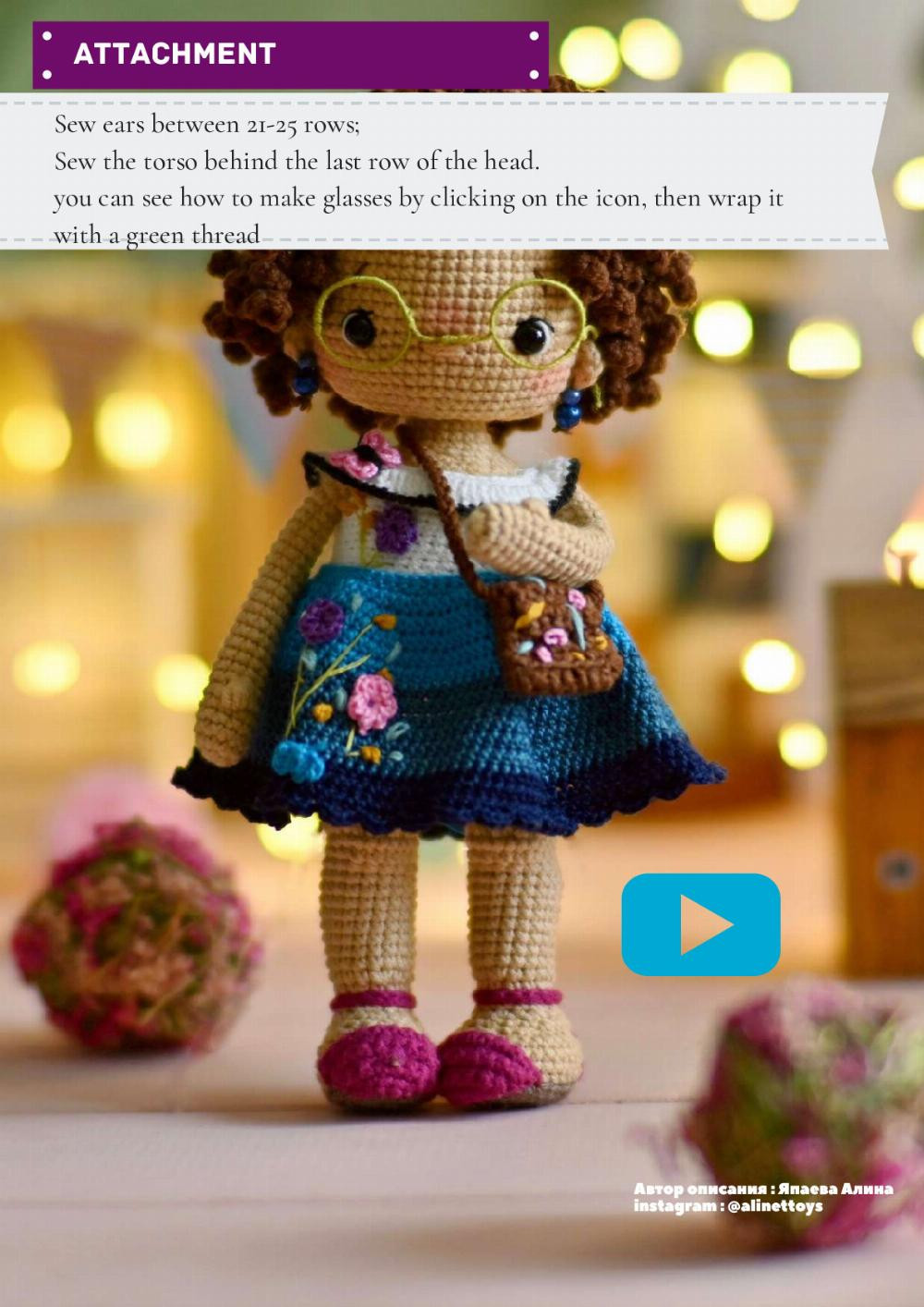 crochet pattern doll mirabel