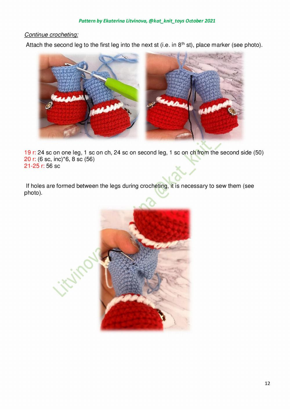 Crochet pattern for a boy doll wearing winter clothes wearing a wool hat and carrying a lamp