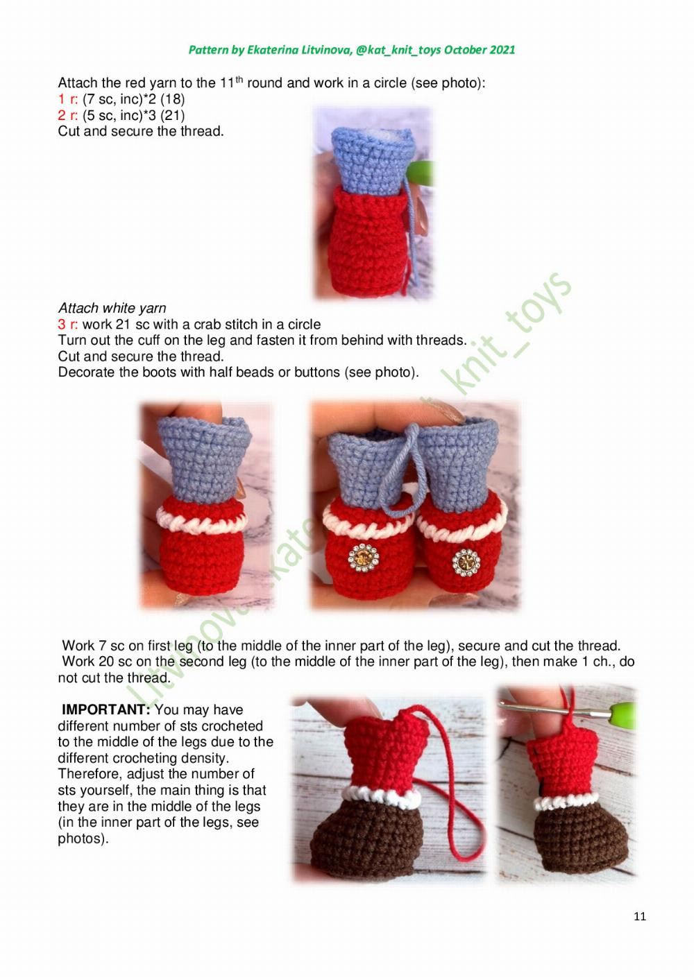 Crochet pattern for a boy doll wearing winter clothes wearing a wool hat and carrying a lamp