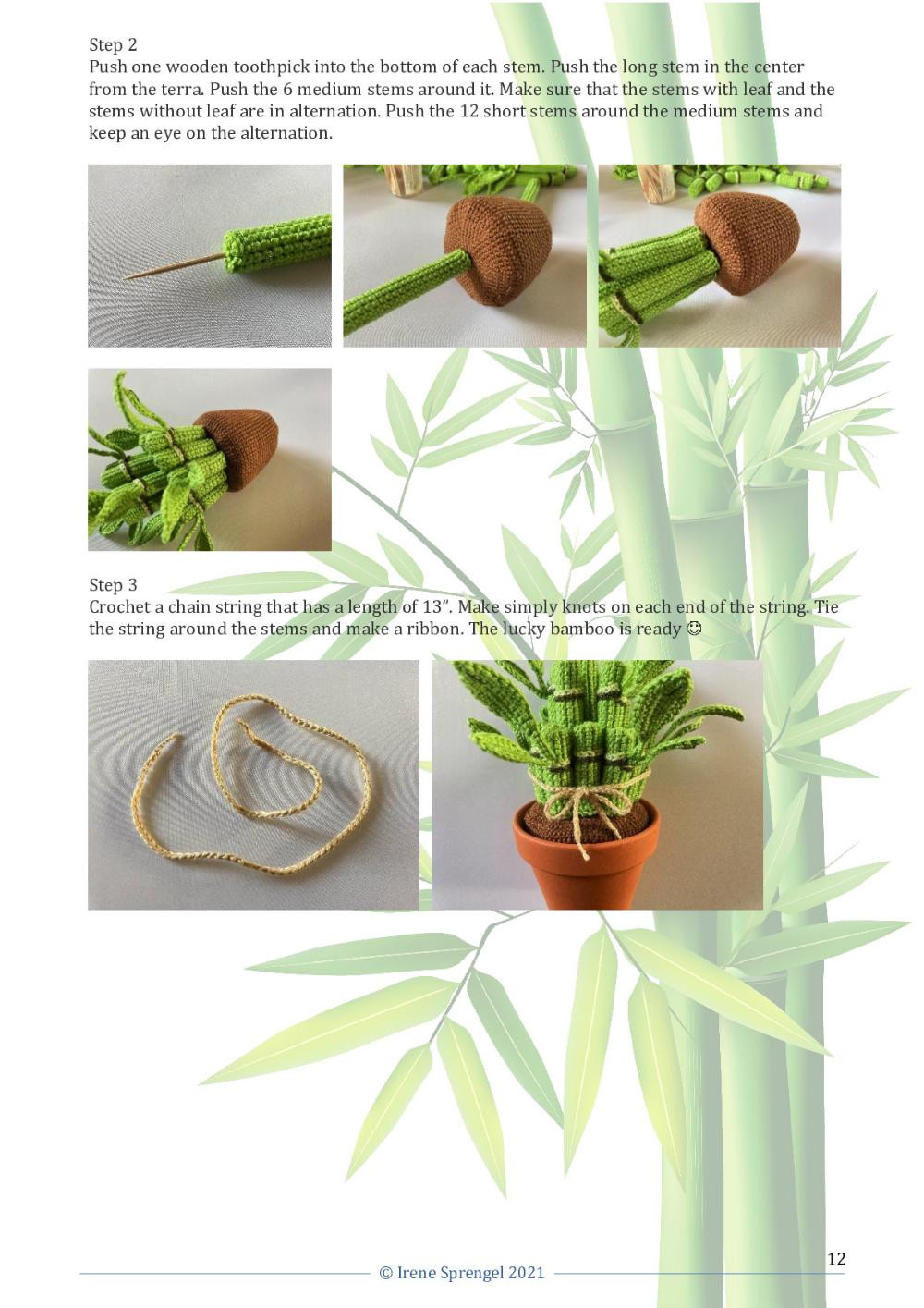 Crochet pattern for a lucky bamboo