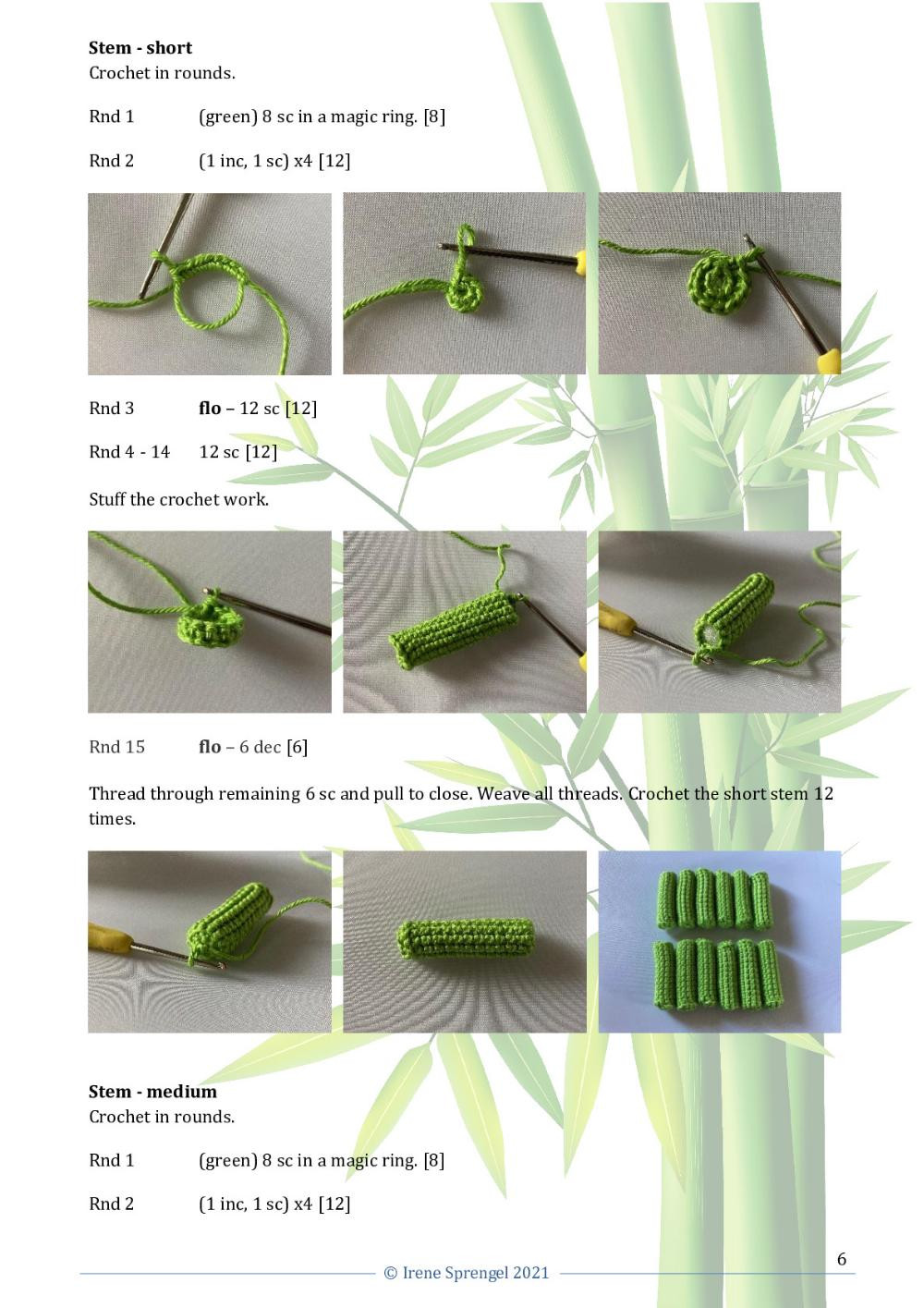 Crochet pattern for a lucky bamboo