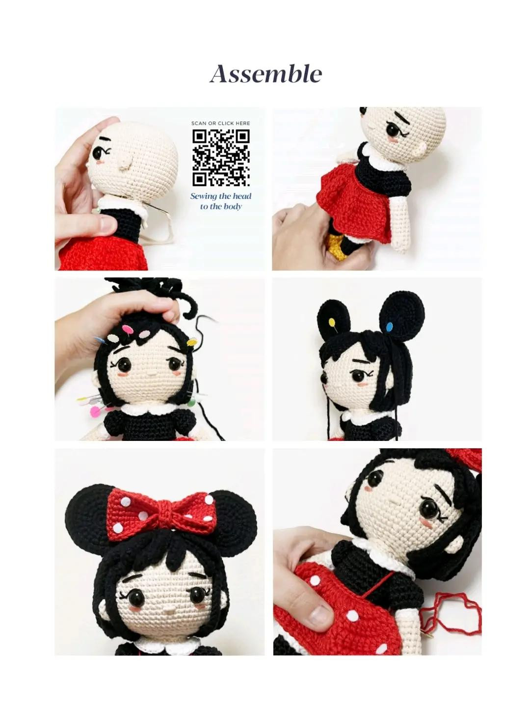 crochet pattern for doll wearing mickey mouse outfit