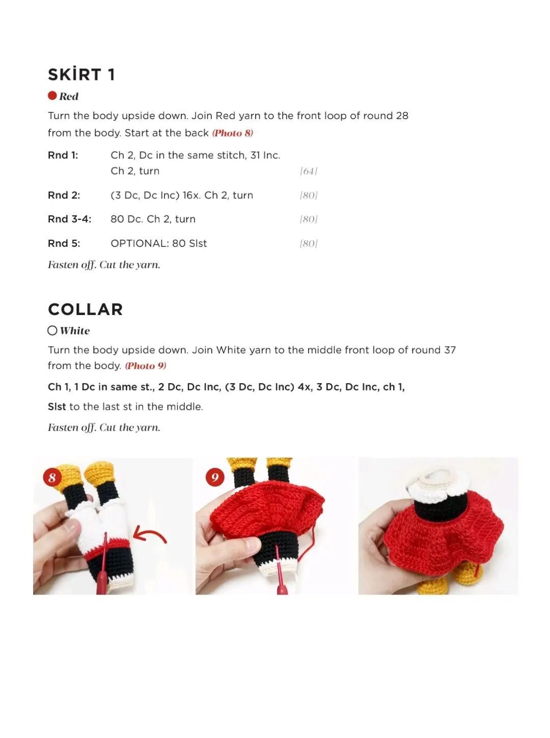 crochet pattern for doll wearing mickey mouse outfit