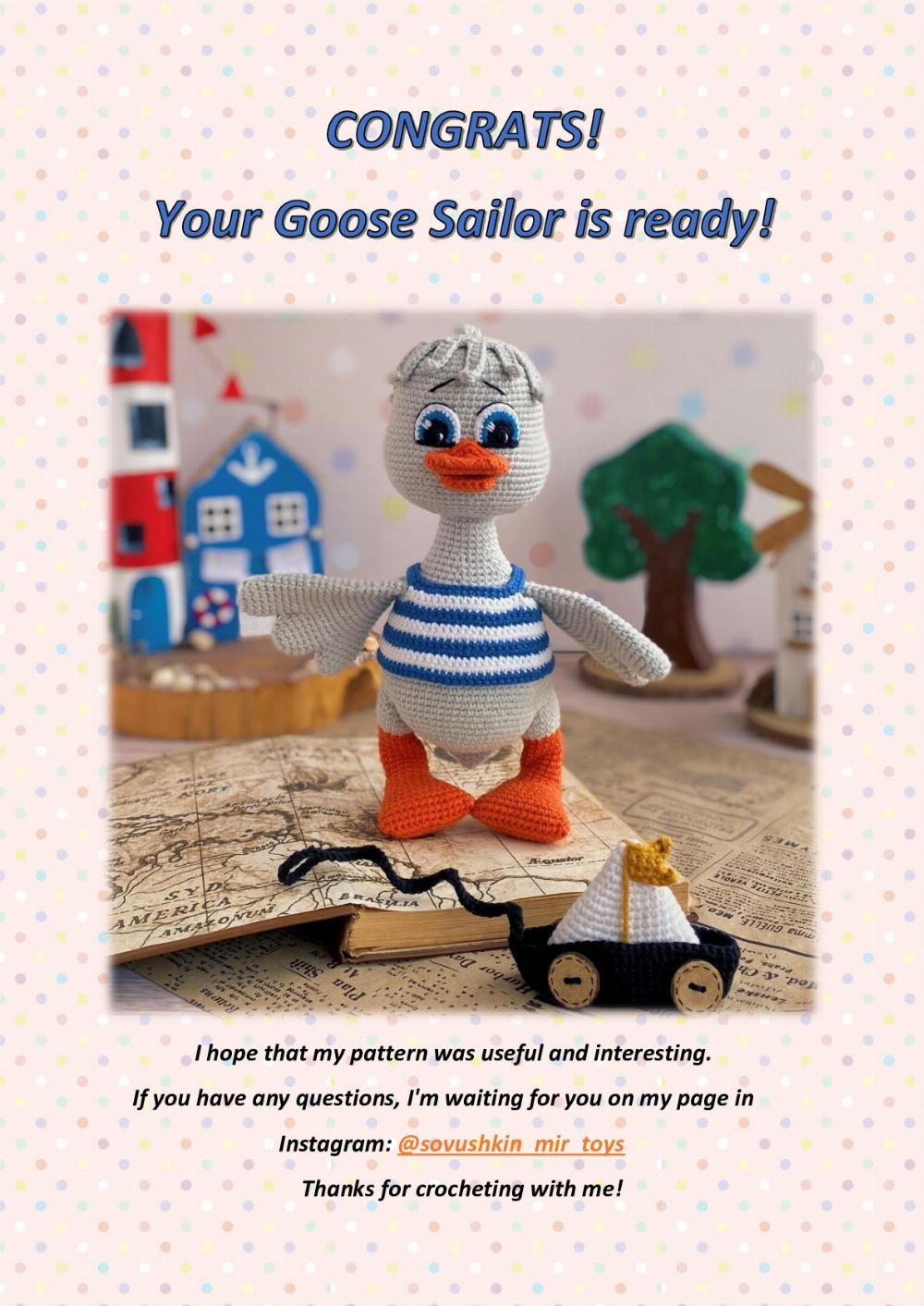 crochet pattern goose sailor