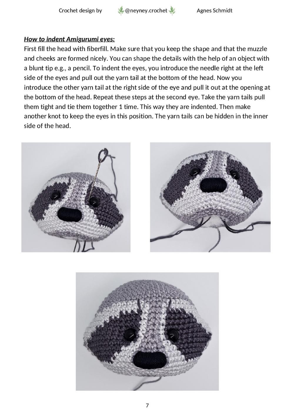 Crochet pattern of a raccoon wearing a jacket