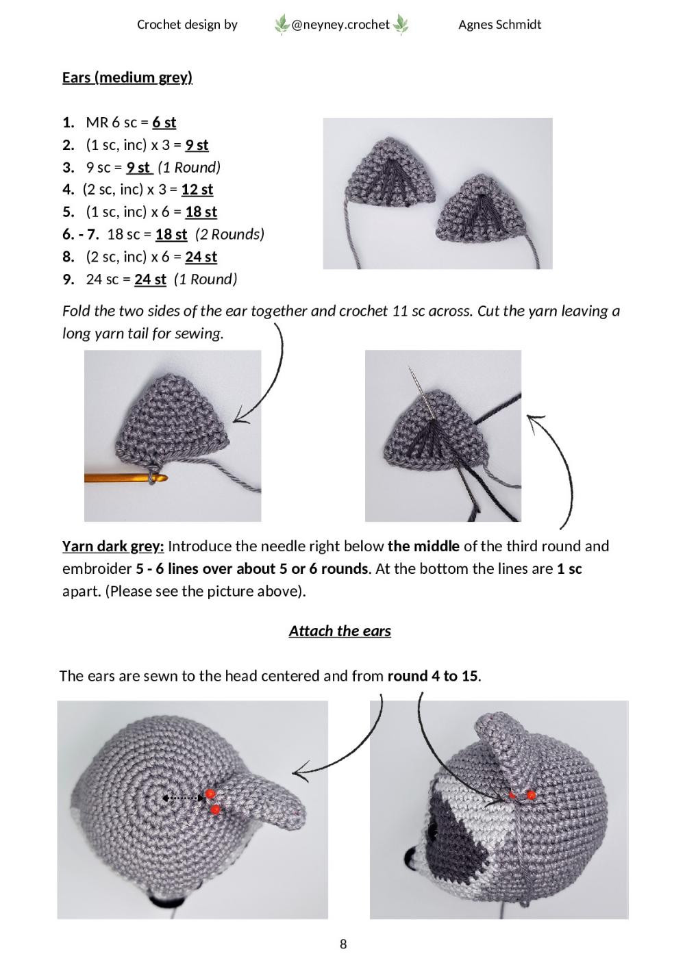 Crochet pattern of a raccoon wearing a jacket