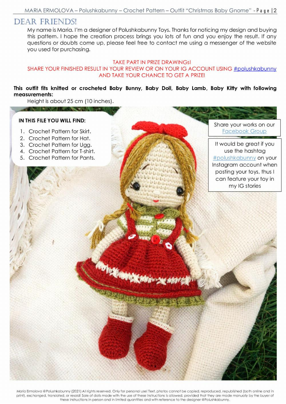 crochet pattern outfit christmas baby gnome