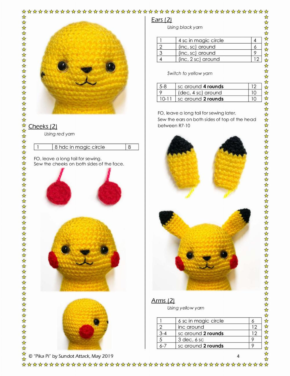 Crochet pattern Pikachu detective hat