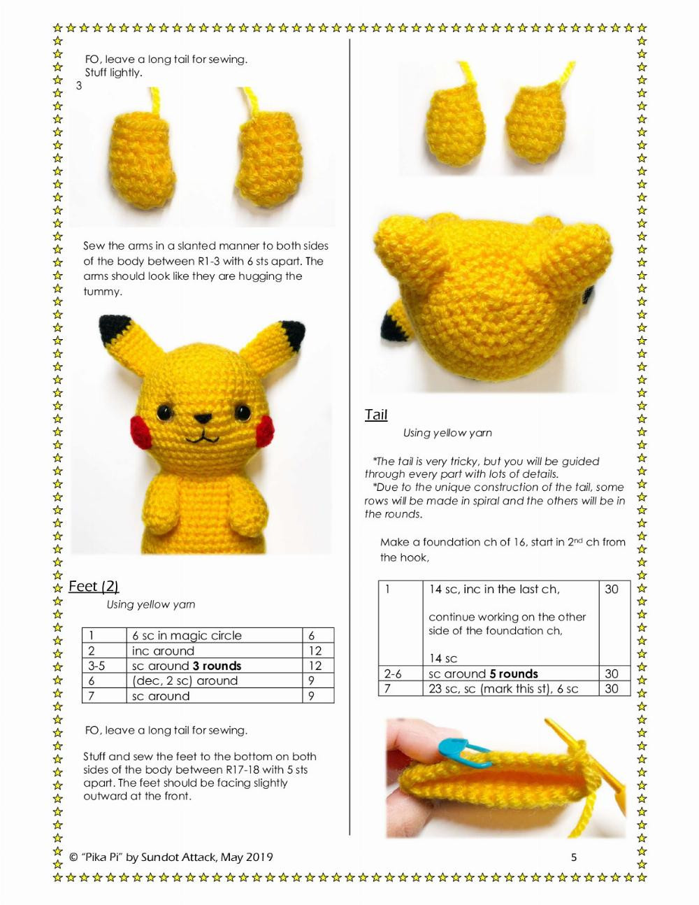 Crochet pattern Pikachu detective hat