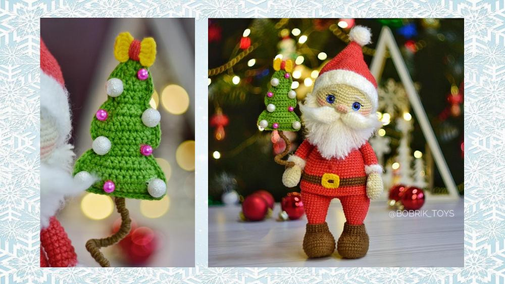 Crochet pattern Santa Claus, wearing red outfit