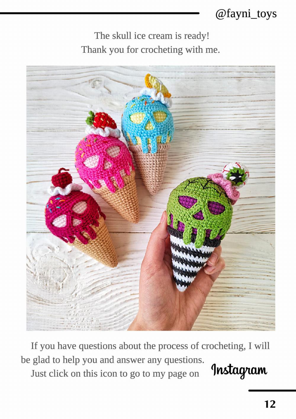 CROCHET PATTERN Skull Ice Cream