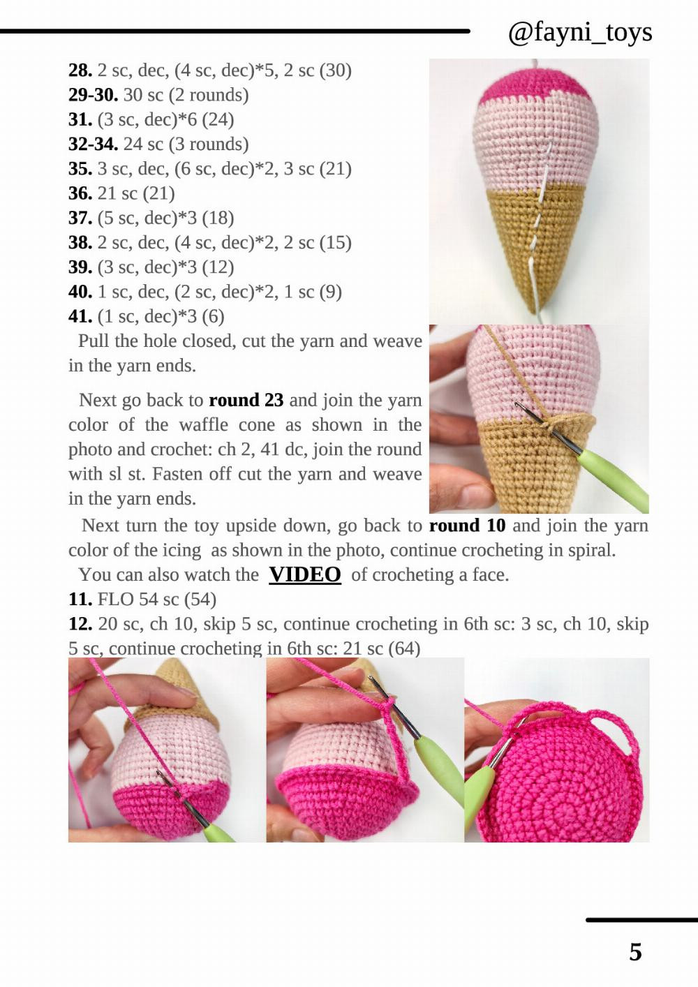 CROCHET PATTERN Skull Ice Cream