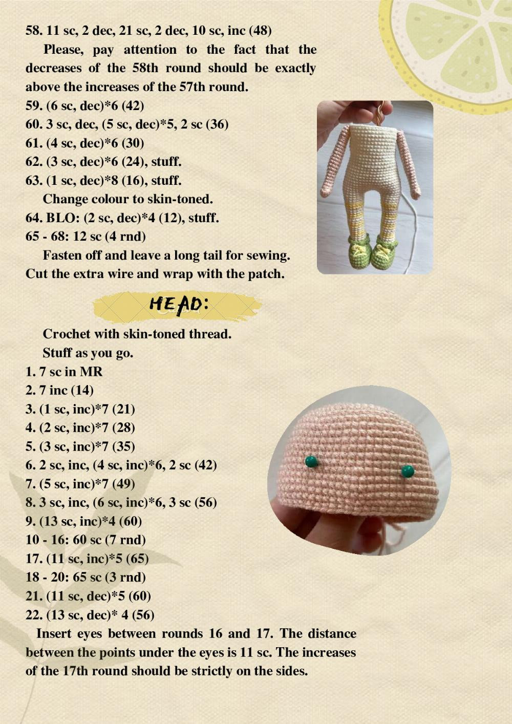 CROCHET PATTERN THE LEMON DOLL