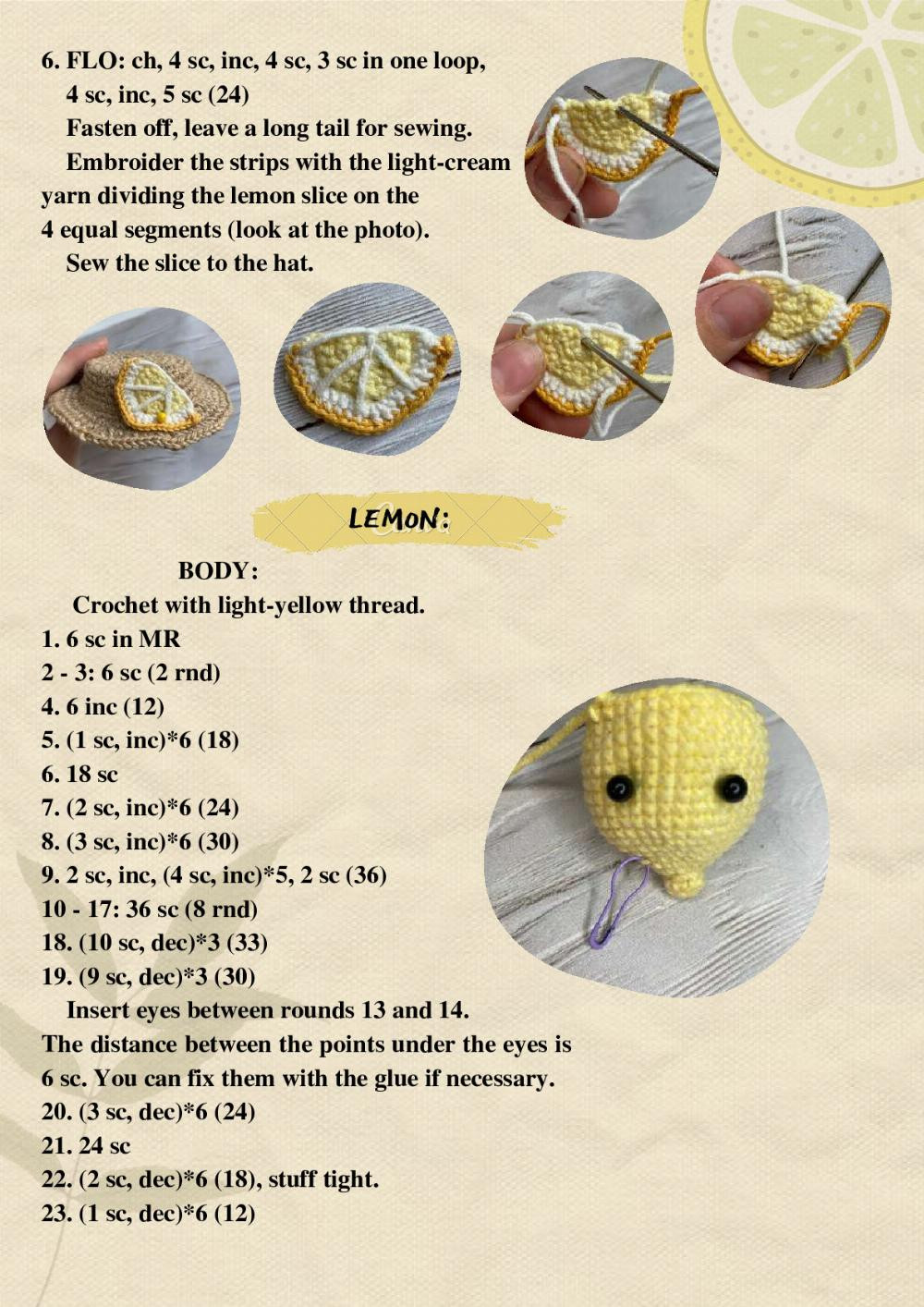 CROCHET PATTERN THE LEMON DOLL