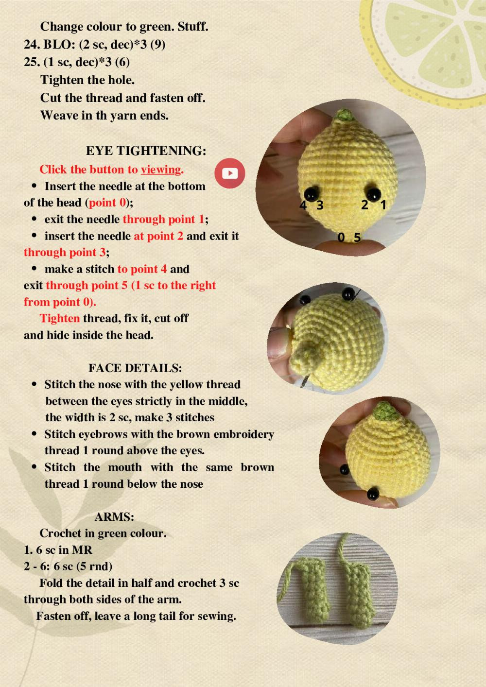 CROCHET PATTERN THE LEMON DOLL