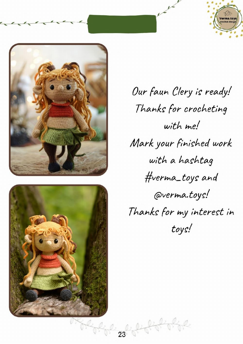 Crochet pattern toy Faun Clery