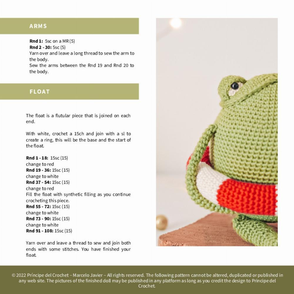 Crochet patterns for frogs and swimming floats