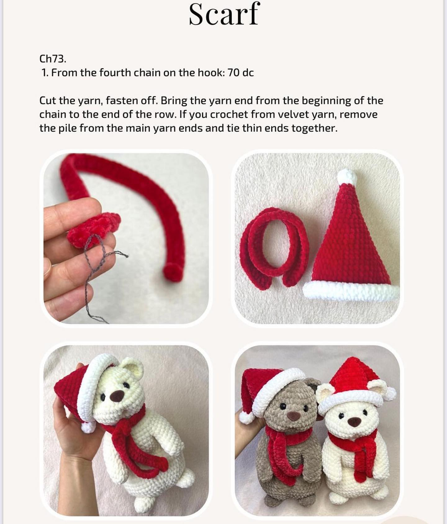 Crochet patterns for Santa hats and scarves