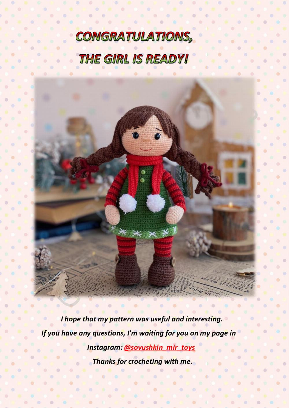 CROCHET TOY PATTERN christmas girl