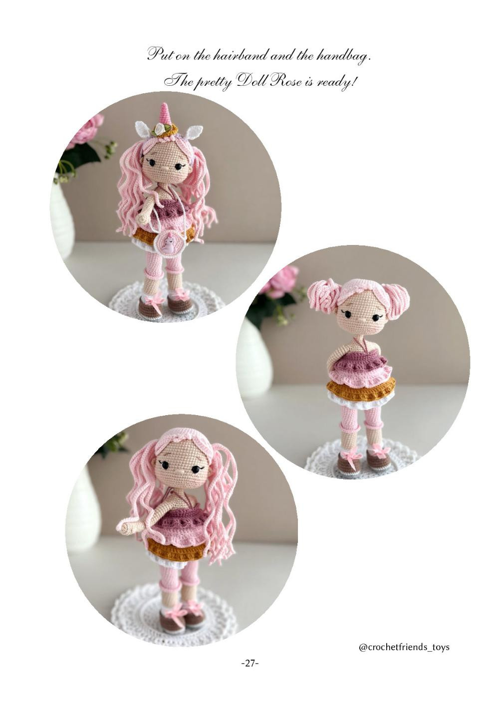 Crochet toy pattern "Unicorn Doll Rose"