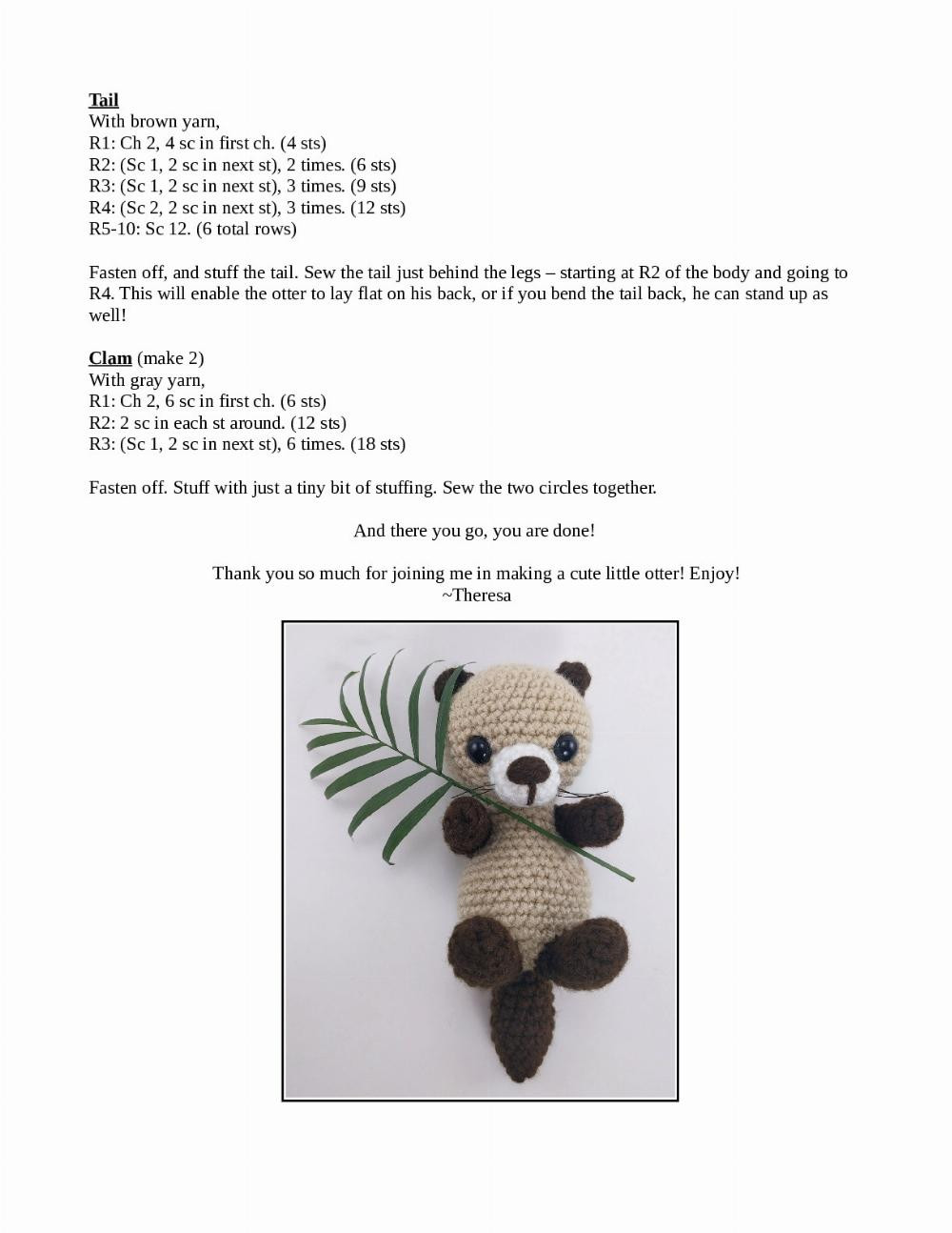 Crocheted Otter pattern