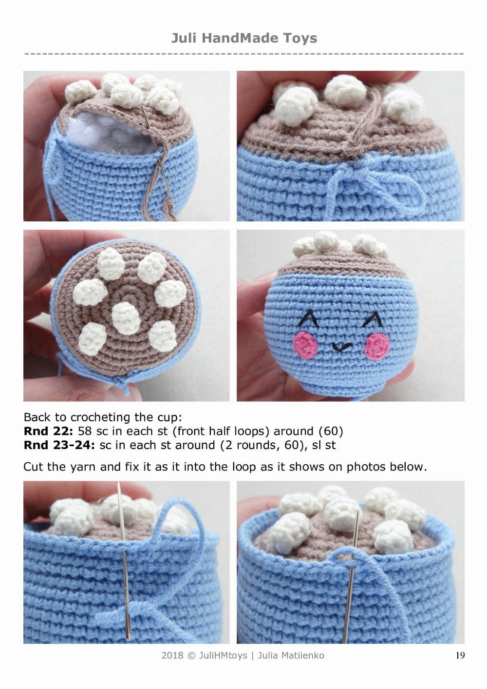 Cup of Hot Chocolate (or Cocoa) with Marshmallows Crochet Pattern