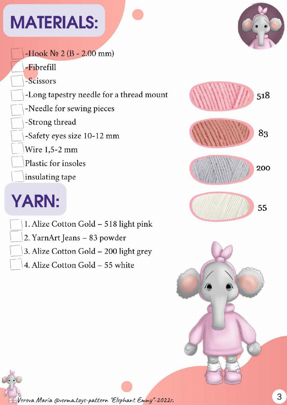 elephant emmy crochet pattern