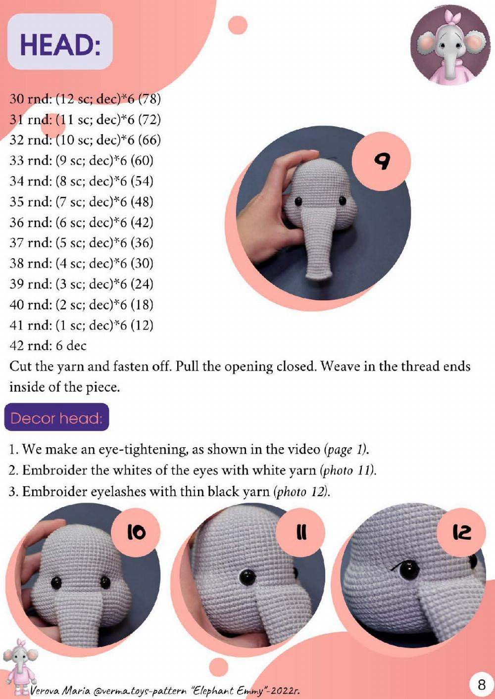 elephant emmy crochet pattern