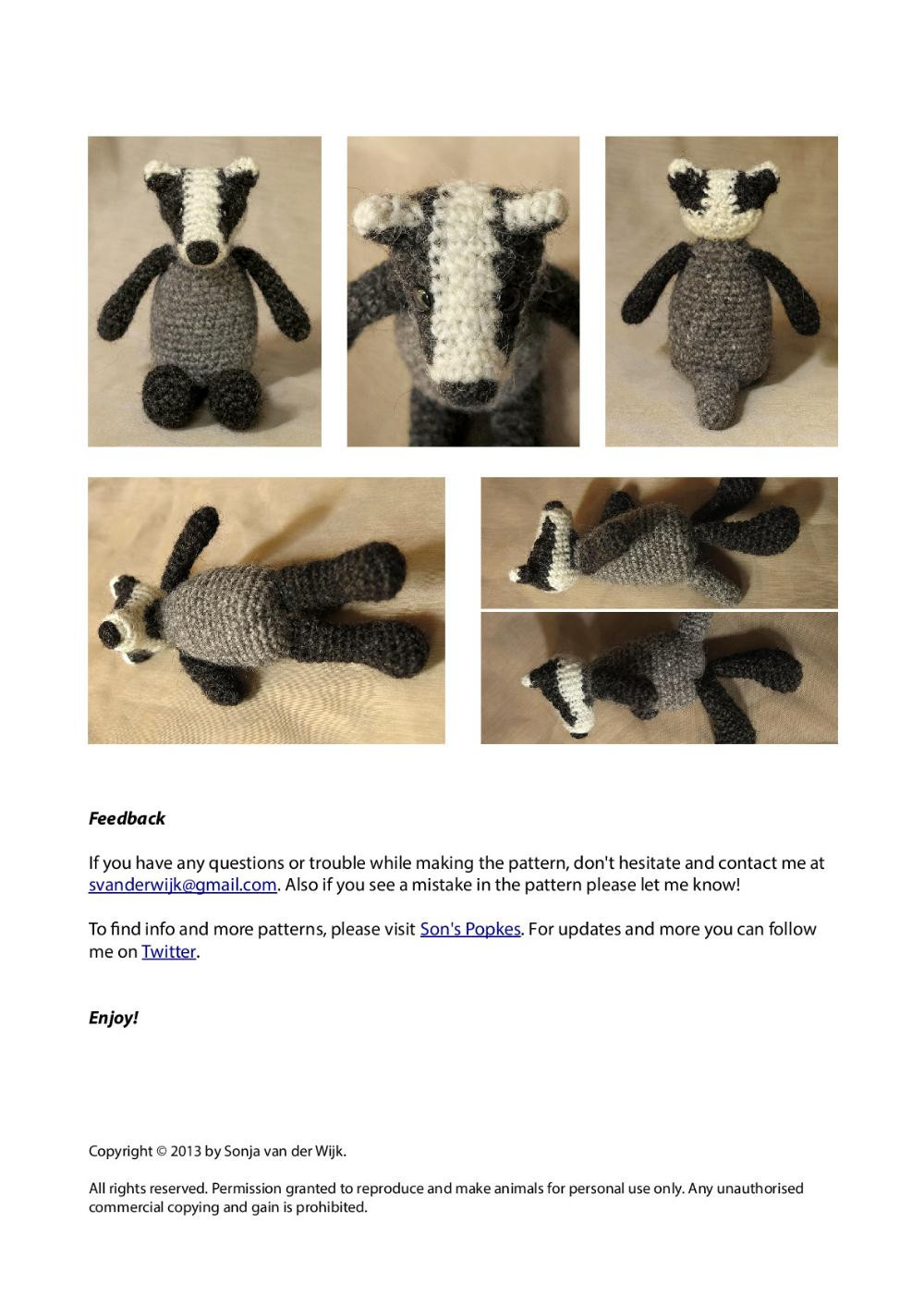 Falun, crochet badger pattern