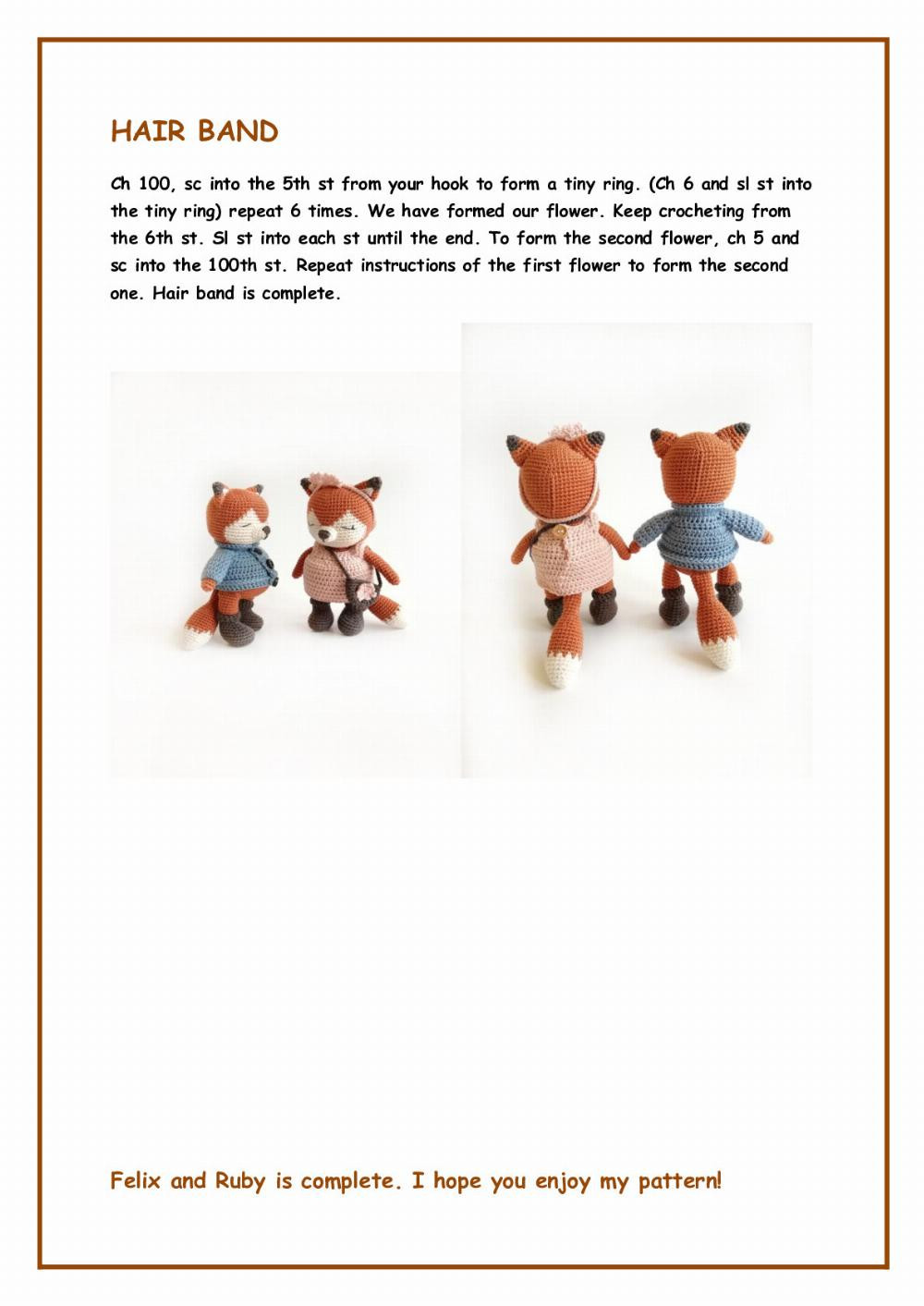 FOX FELIX and RUBY Amigurmi pattern