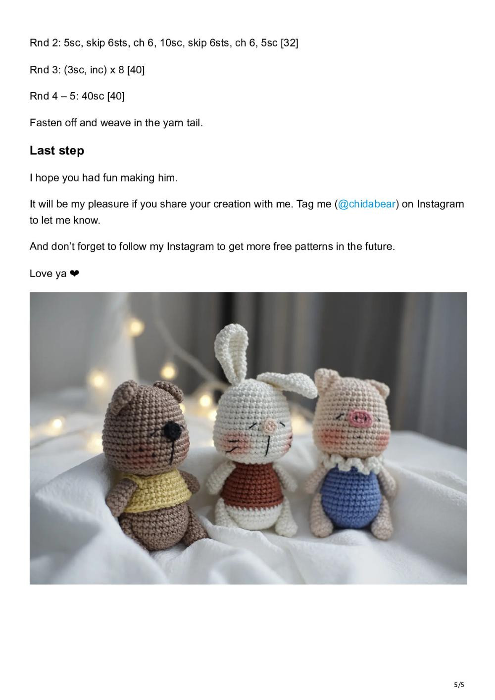 Free Crochet Pattern Amigurumi "Sleepy Bear"