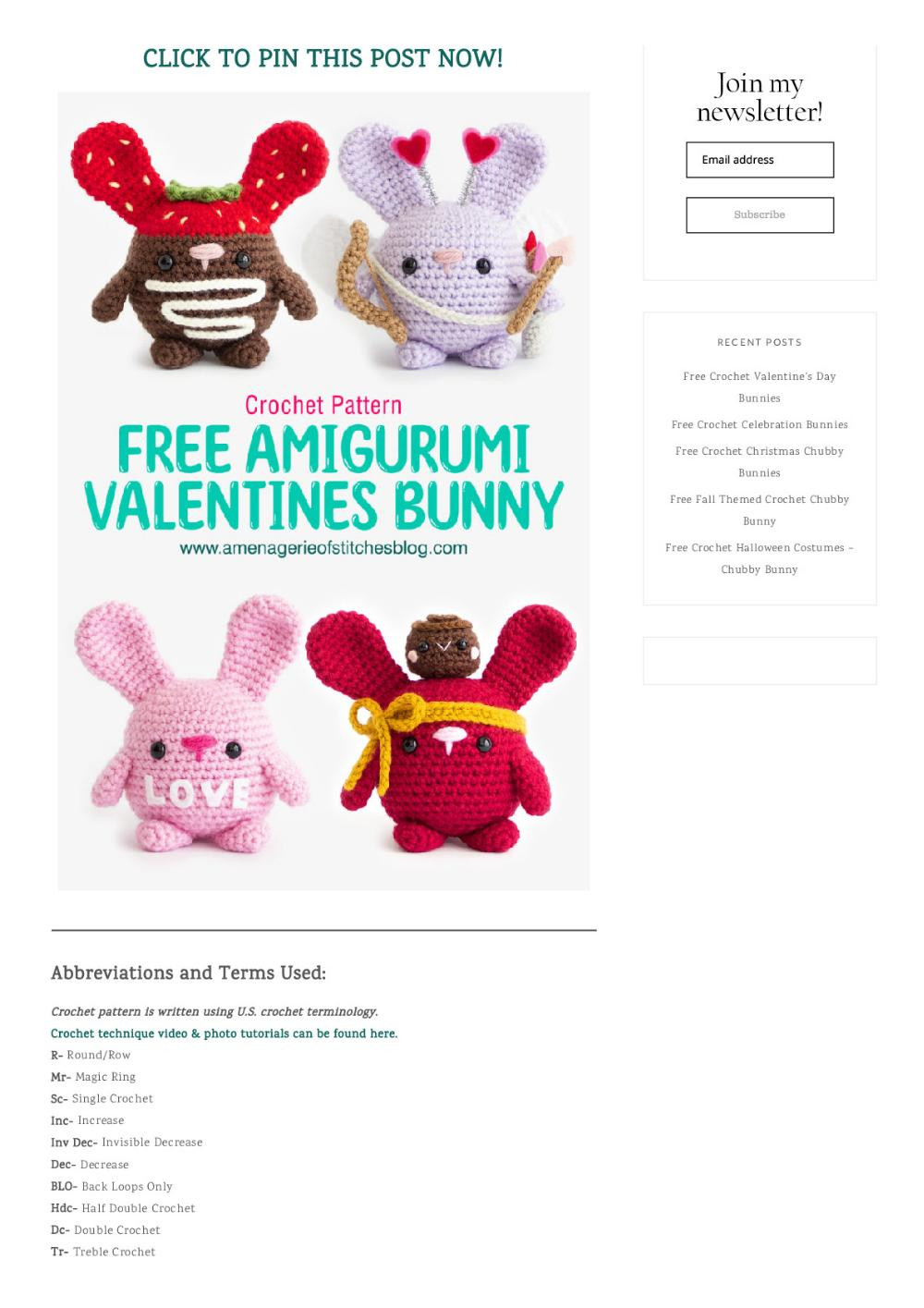 Free Crochet Valentine’s Day Bunnies Happy Valentine’s Day