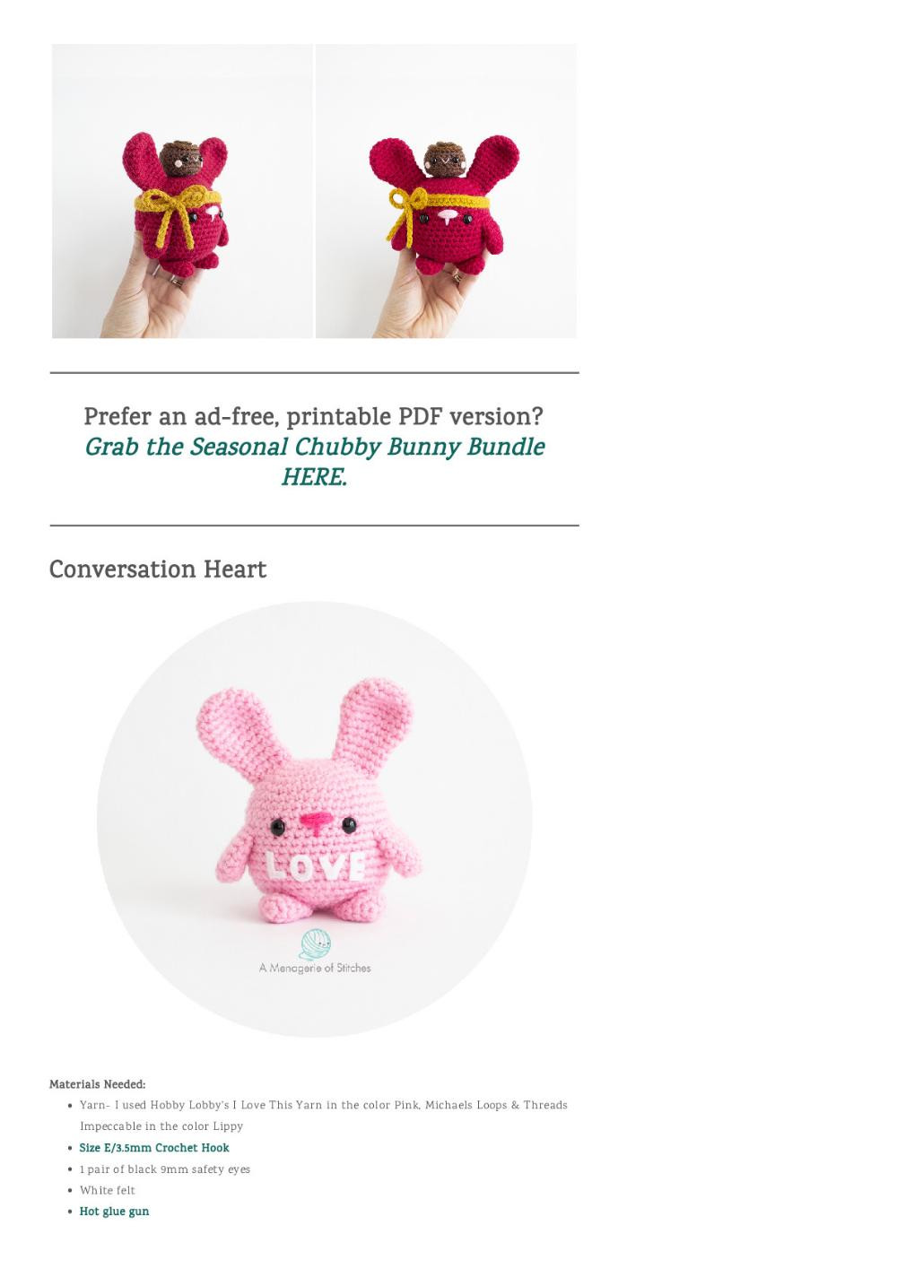 Free Crochet Valentine’s Day Bunnies Happy Valentine’s Day