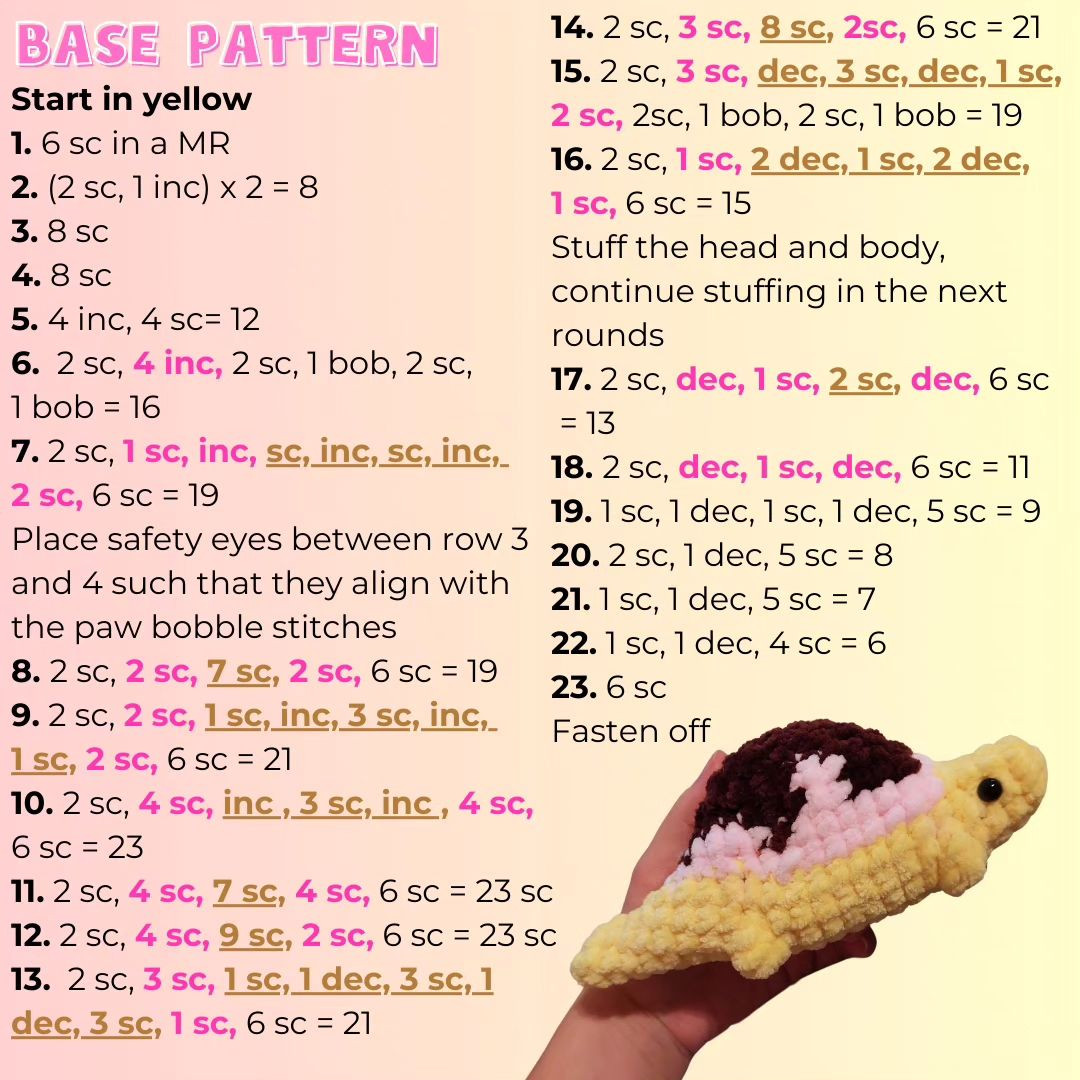 free no sew banana split stego pattern