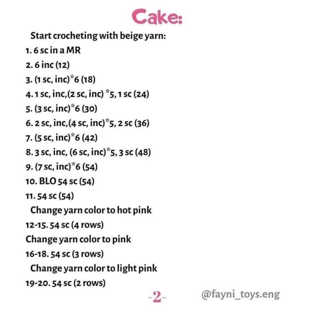 Free Pattern Cute Cake