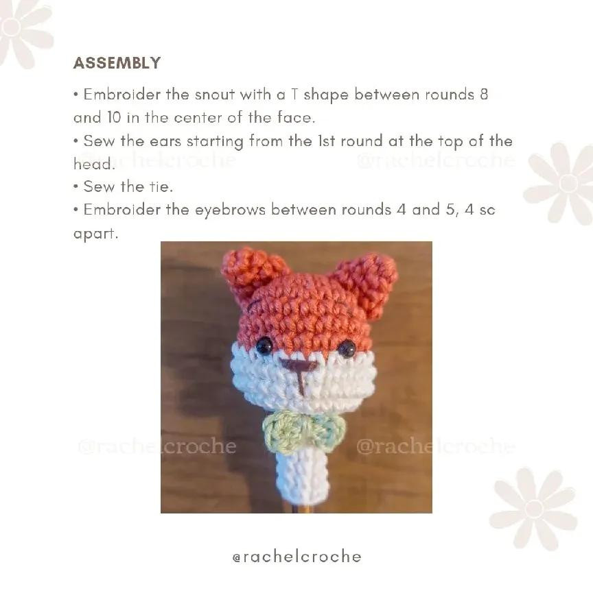 Free Pattern Fox Pencil Tip An easy project and perfect gift idea.