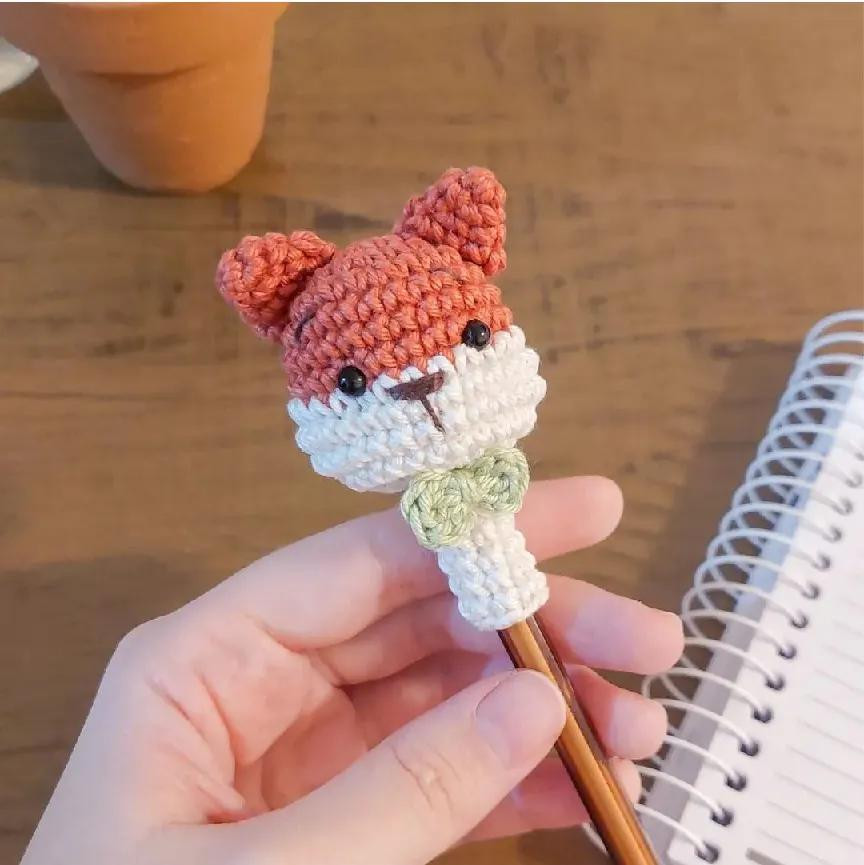 Free Pattern Fox Pencil Tip An easy project and perfect gift idea.