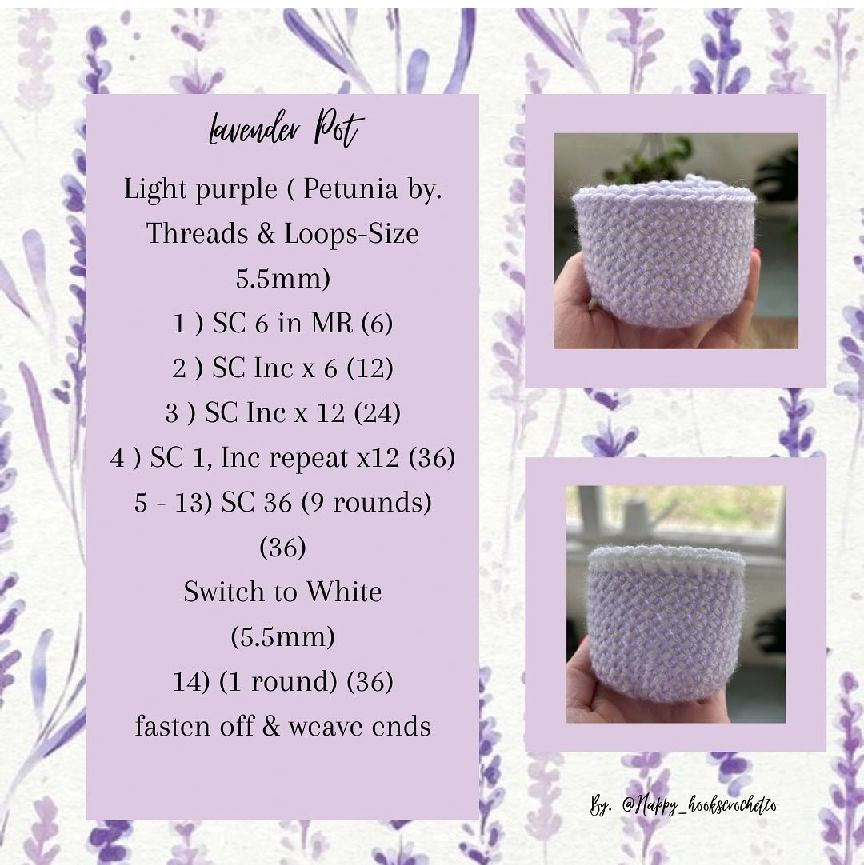 Free pattern Lavander on a potAside from tulips, lavander is also an easy flower crochet we can make.
