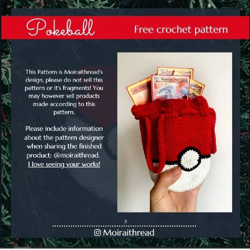 Free Pattern Pokeball bagA perfect project especially for Pokemon fans out there.