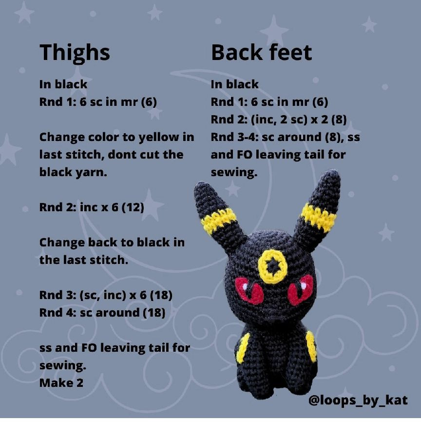 Free Pattern Umbreon (Pokemon Gen II)Umbreon is a dark type Pokémon and the evolve form of Eevee.