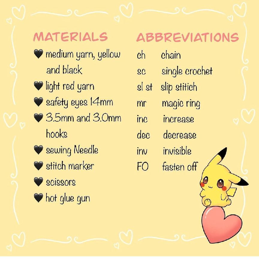 Free Pattern Valentine PikachuFirst Pikachu free pattern