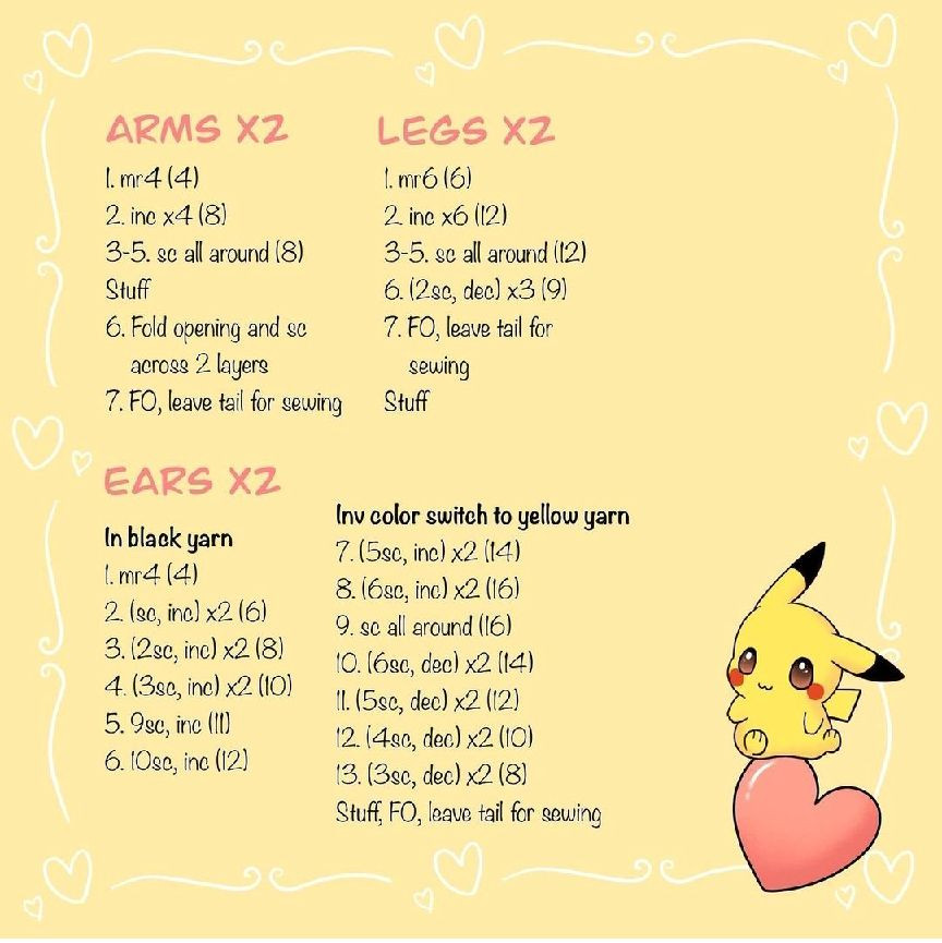 Free Pattern Valentine PikachuFirst Pikachu free pattern