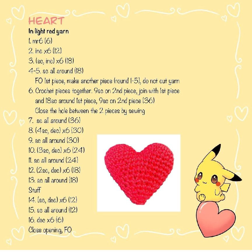 Free Pattern Valentine PikachuFirst Pikachu free pattern