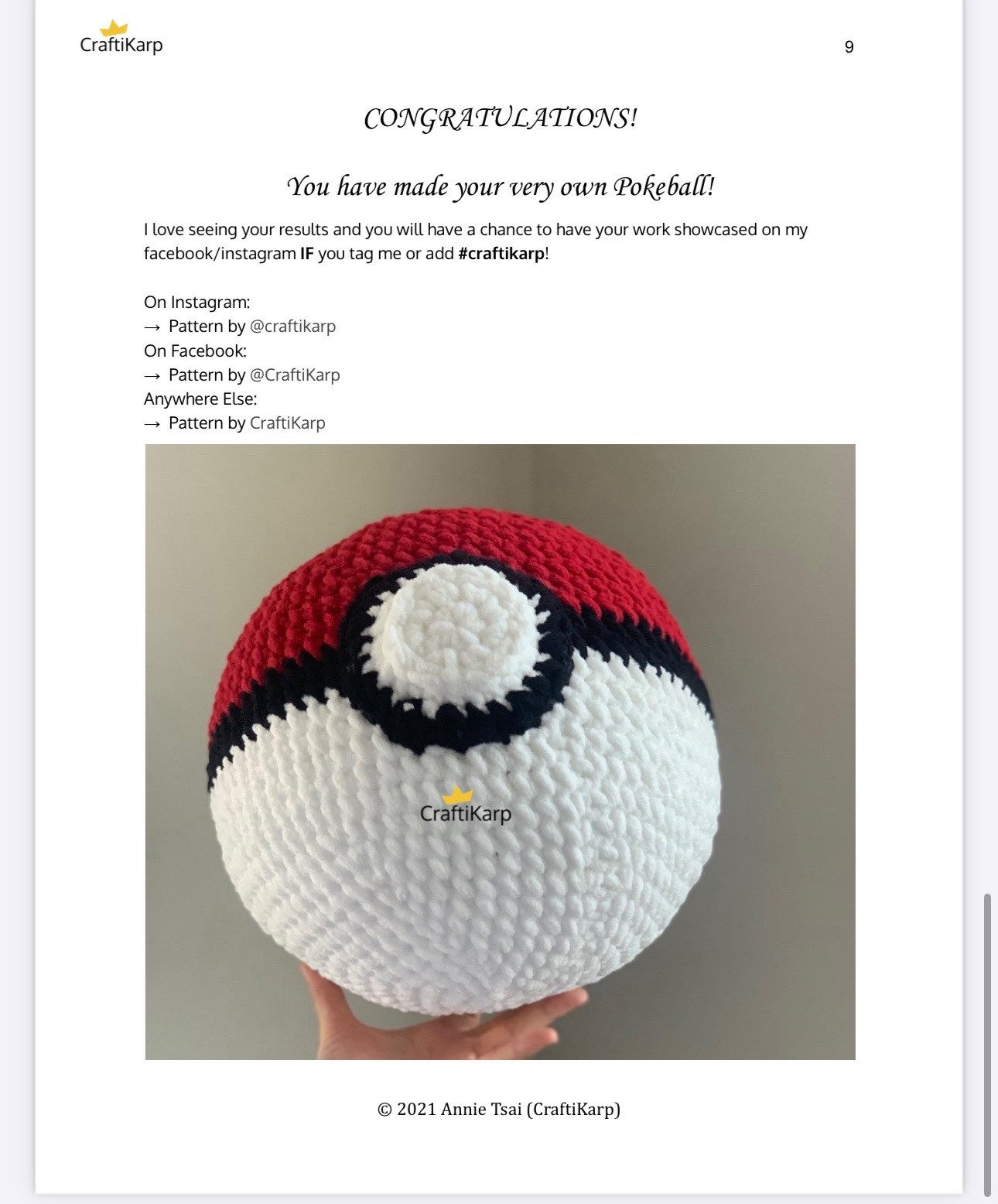 Free pokeball crochet pattern