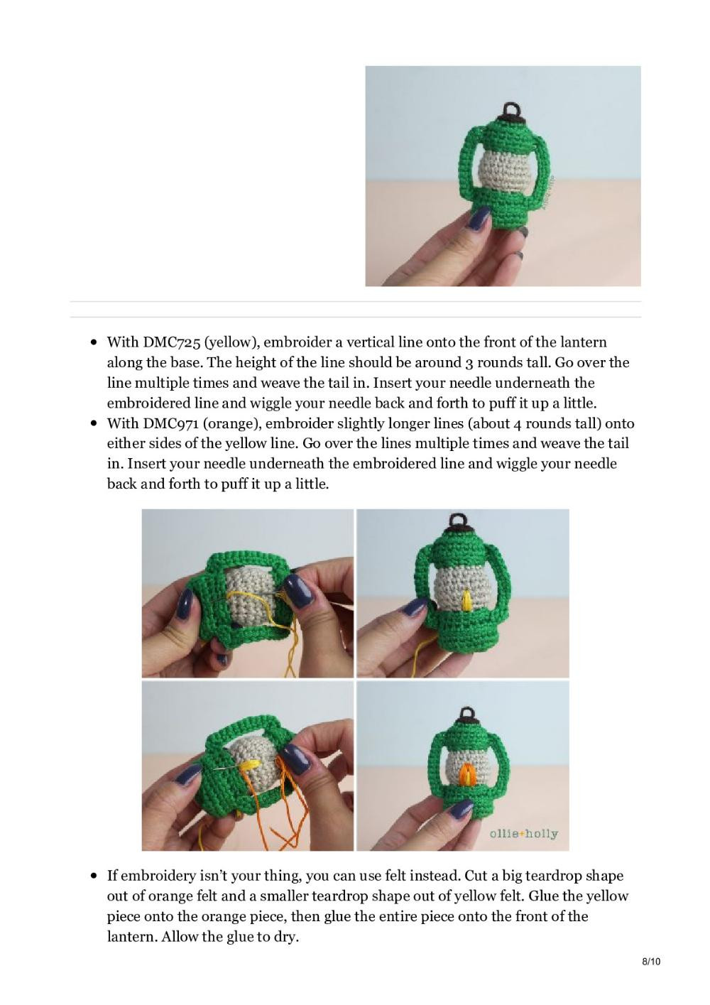 Free Vintage Camping Lantern Amigurumi Crochet Christmas Ornament Pattern