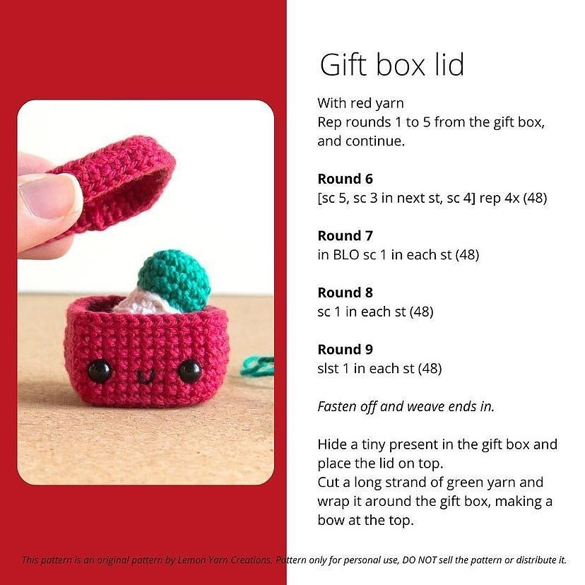 gift box free pattern lemon yarn creations