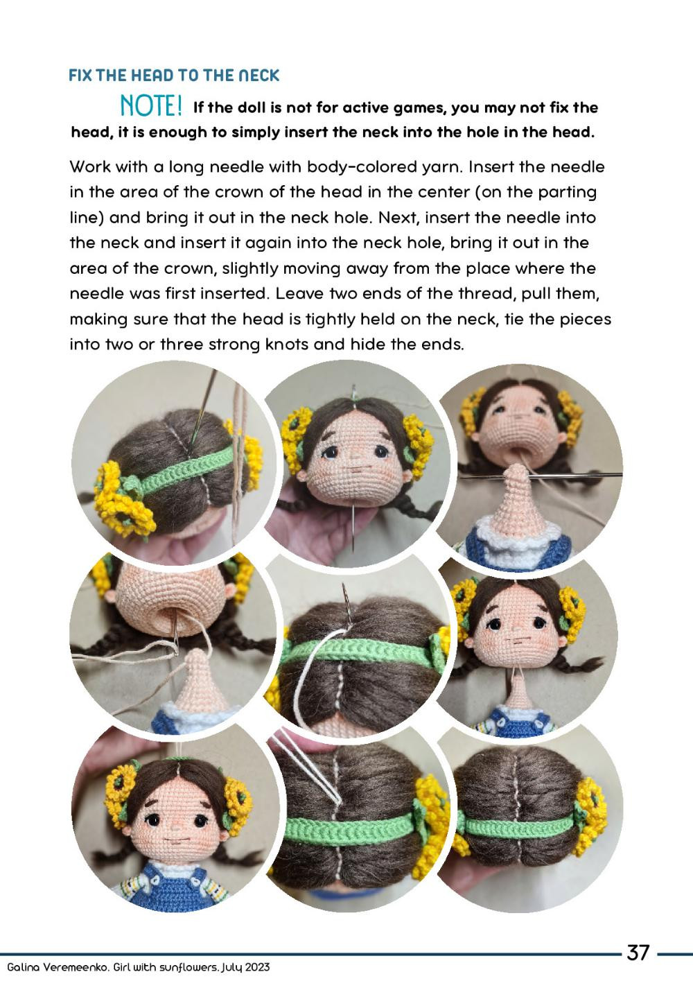 GIRL WITH SUNFLOWERS CROCHET DOLL PATTERN