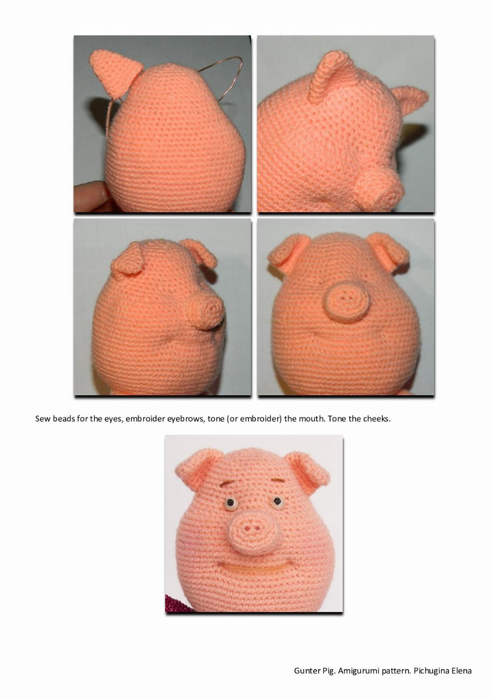 Gunter Pig Sing. Amigurumi crochet pattern